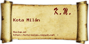 Kota Milán névjegykártya